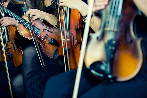 weibliche violinists vorbereitung klassisches konzert - practicing music violin women stock-fotos und bilder