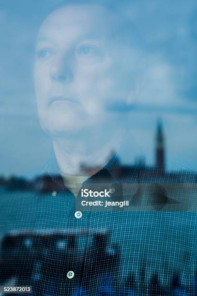 Senior Reflection In Venice Stock Photo - Download Image Now - Depression - Sadness, Photographed Through Window, 60-69 Years