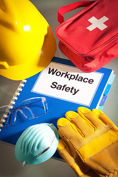 istock Workplace safety Manual with Safety Equipment 523872230