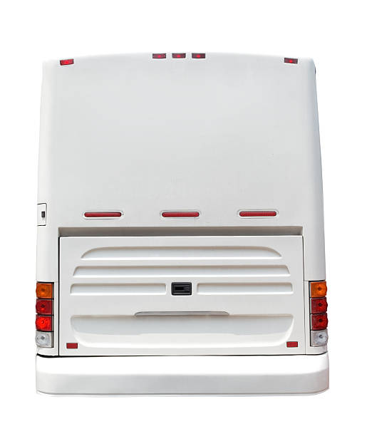 autobus turistico vista posteriore - bus rear view white commercial airplane foto e immagini stock