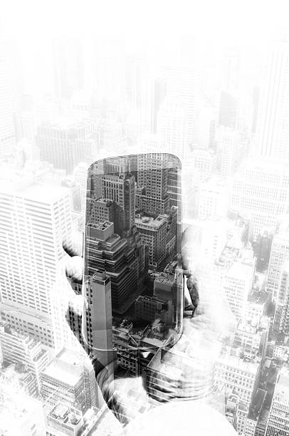 istock Smart Phone on Cityscape. NYC. Black And White. 523873195