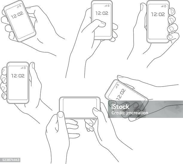 Handing Phone Vector Hand With Phone Vector Set Stock Illustration - Download Image Now ...