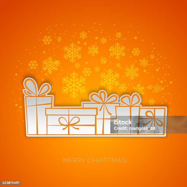 Merry Christmas Gift Greeting Card Paper Design Stock Illustration - Download Image Now - Archery Bow, Art, Art And Craft