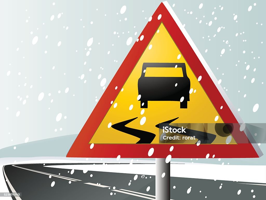 Winter road sign Road sign warning of the dangers of winter Backgrounds stock vector