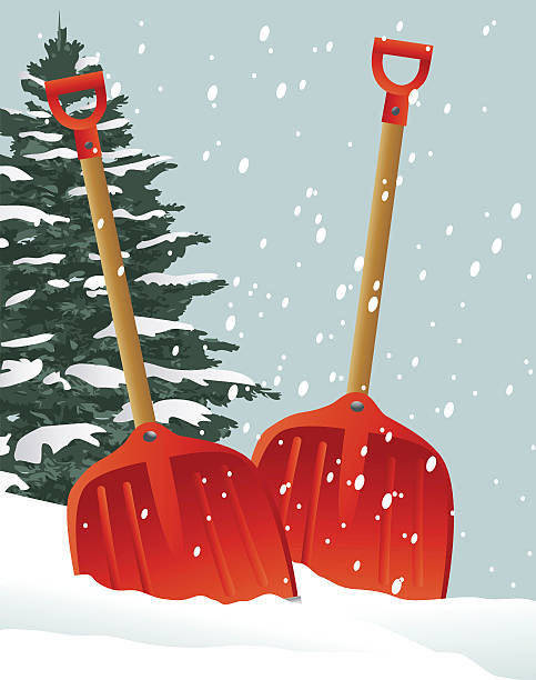 weihnachten schaufeln - winterdienst stock-grafiken, -clipart, -cartoons und -symbole