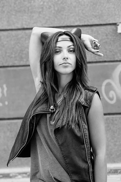 istock Bad girl with leather cat ears. 523875023