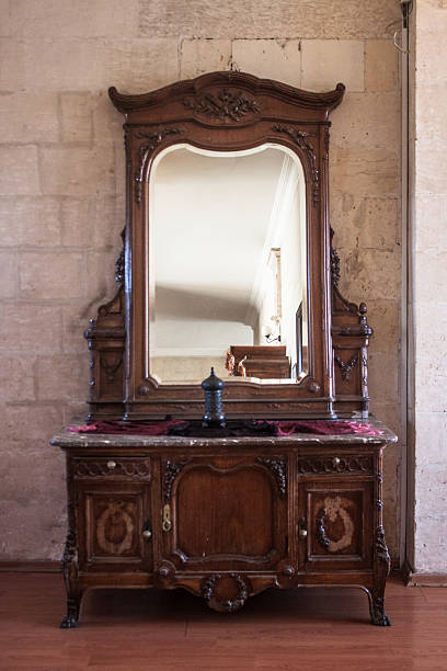 istock Carved antique sideboard furniture with mirror 523875491