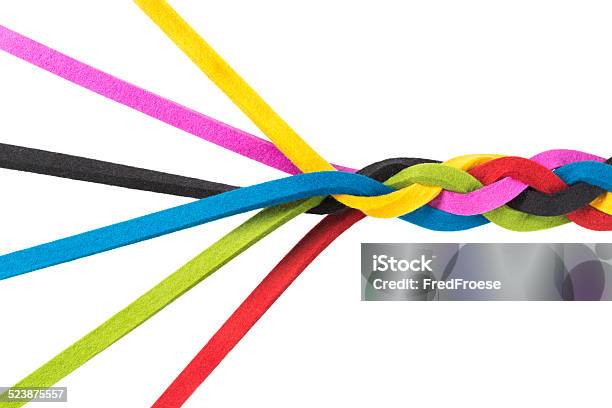 Connection Merger Teamwork Stock Photo - Download Image Now - Rope, Intertwined, Woven Fabric