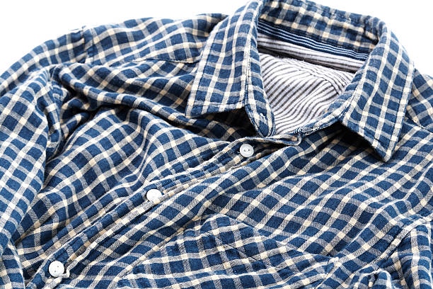 istock Blue cotton plaid shirt 523875625