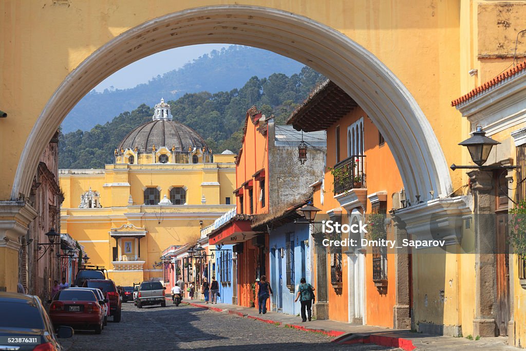 Colonial buildings in Antigua, Guatemala Arch - Architectural Feature Stock Photo