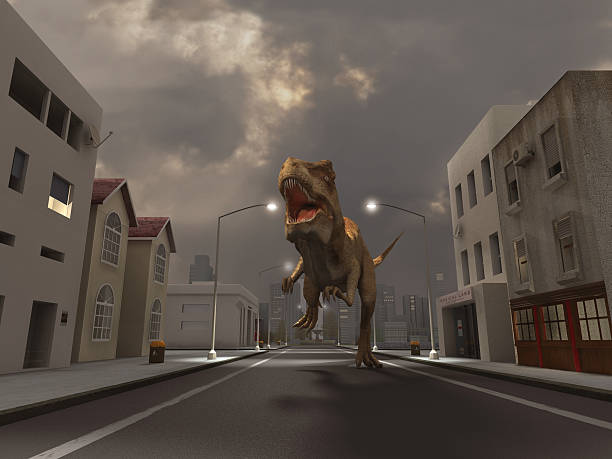 Contemporary digital collage art. Modern trippy design. Dinosaur and creative abstract space