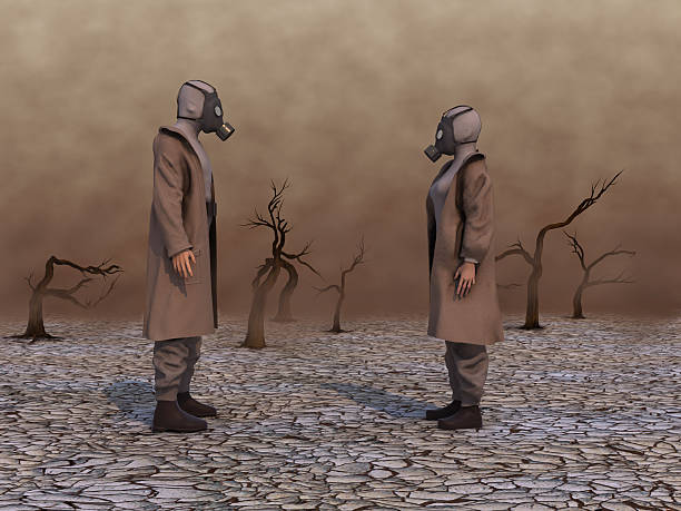 Woman and a man with gas masks