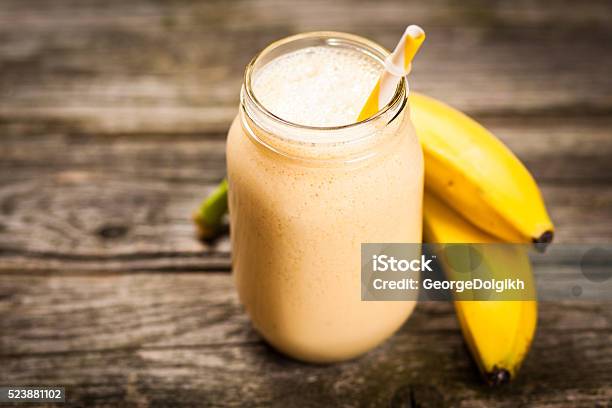 Fresh Banana Shake Stock Photo - Download Image Now - Banana, Drink, Food
