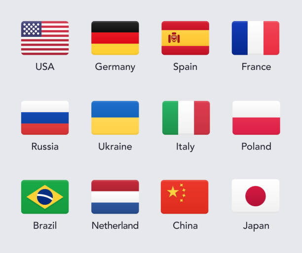 country flags icons - usa netherlands stock illustrations