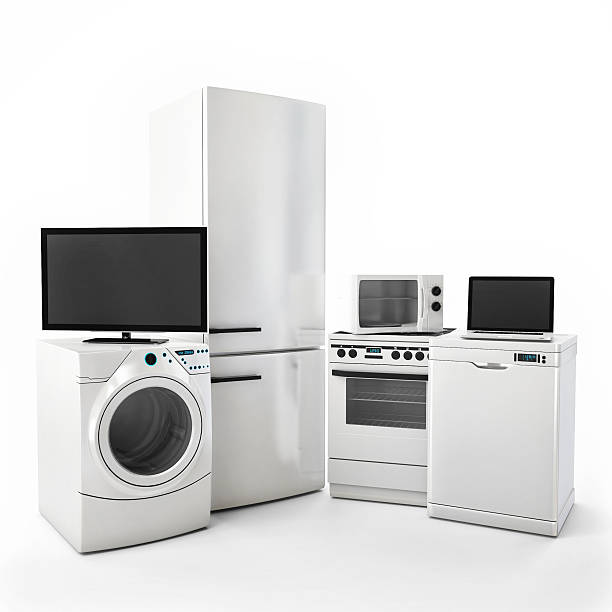 istock Electronics Gadgets Tv Fridge Microwave Washer Electric Laptop  White Background 523892203