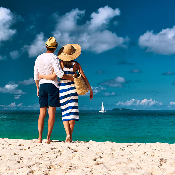 istock Couple on a beach at Seychelles 523892347