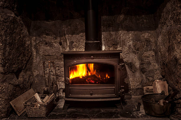 istock Cozy Fireplace With A Wood Burning Stove 523894563