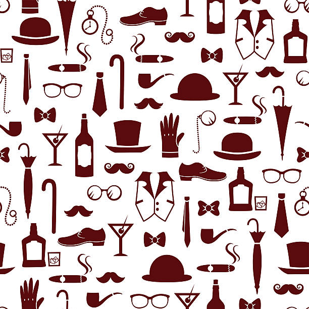 manly items seamless pattern with vintage masculine items 1930s style men image created 1920s old fashioned stock illustrations