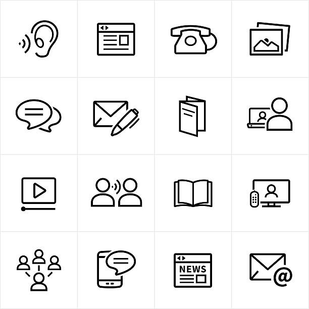 Digital Marketing Icons - Line Style Online/digital marketing, communications, media, multi-media, advertising, symbols, icons. All lines are expanded and merged. face to face stock illustrations