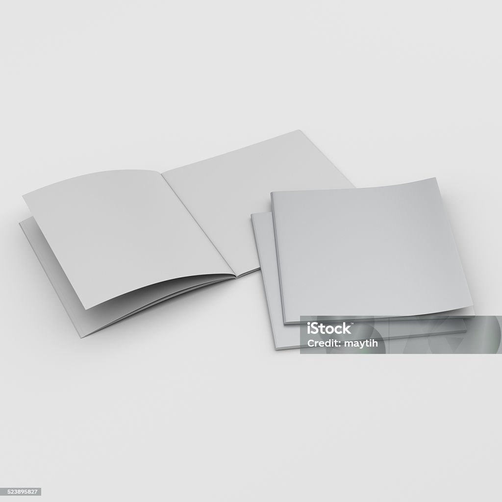 thin square format catalogs or magazines set of blank catalog mock-ups Blank Stock Photo