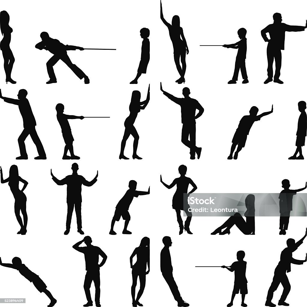 Detailed People Highly detailed people pushing, pulling, or leaning on things. Pushing stock vector