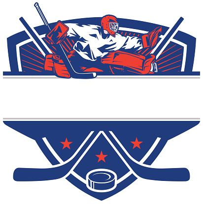 Illustration of a Ice hockey goalie in a crest. All colors are separated in layers. Easy to edit. Black and white version (EPS10,JPEG) included.