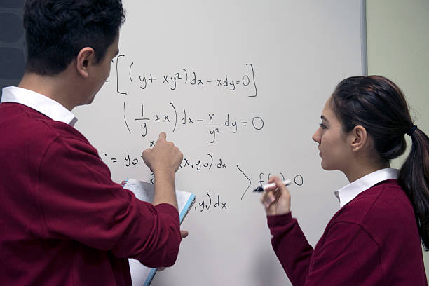 Students Explaining Math at Secondary School, University inIstanbul, Turkey stock photo