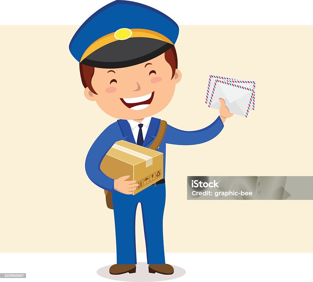 Hectic Postman Cheerful Postman Stock Illustration - Download Image Now - Postal ...