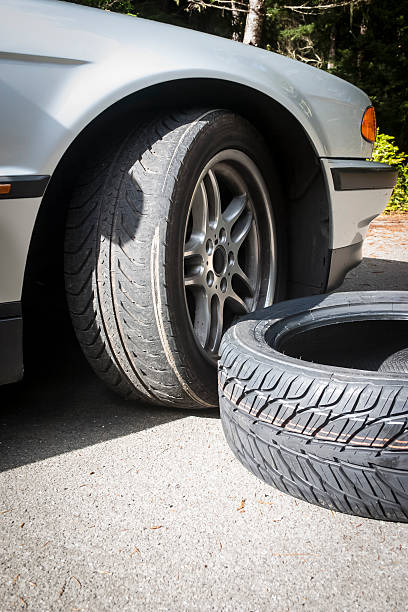 istock Worn Tire. New Tire. 523916513