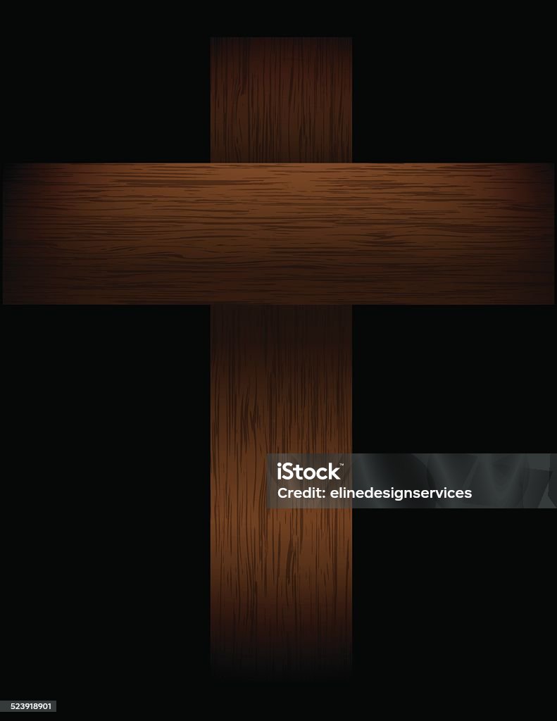 Vector Wooden Cross on Black Illustration An illustration of a wood grained cross fading into a black background. Vector EPS 10. EPS file contains transparencies. Backgrounds stock vector