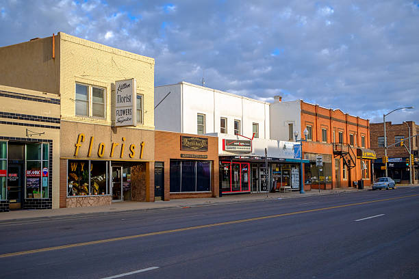 Laramie, WY, USA - September 28, 2014: Quiet Sunday morning in historic downtown Laramie. Legendary wild west town Laramie was founded in the mid-1860s.