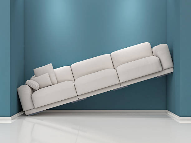 istock Lack of Space. Sofa Between blue walls 523922789