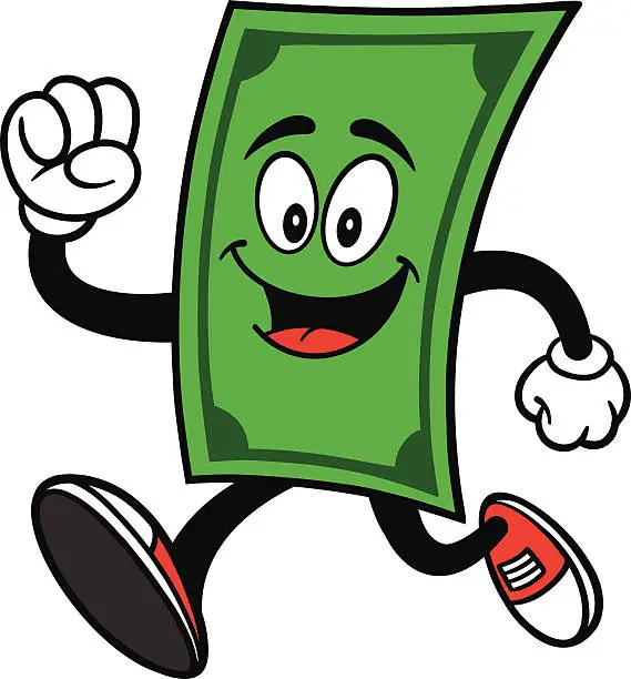 Vector illustration of Dollar Mascot Running