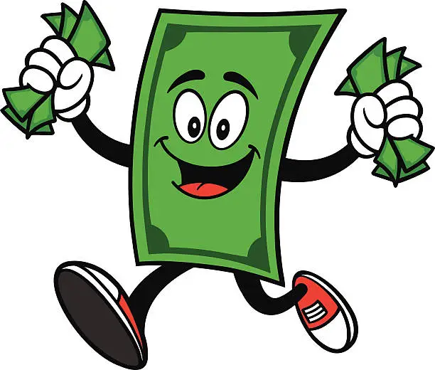 Vector illustration of Dollar Mascot with Money
