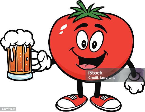 Tomato With Beer Stock Illustration - Download Image Now - Alcohol - Drink, Beer - Alcohol, Cartoon