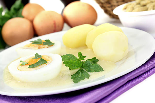istock Mustard eggs with potatoes and smooth parsley 523944625