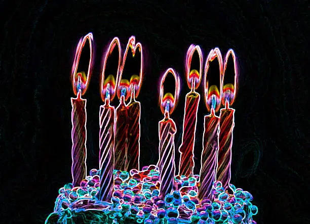 Photo of birthday cake with candles popart