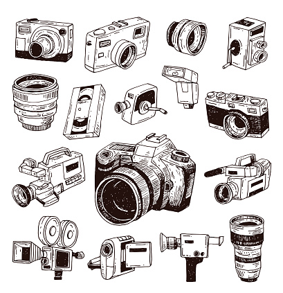 modern and Vintage camera icon set, vector illustration