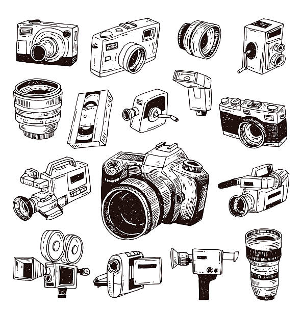 modern and Vintage camera icon set, vector illustration modern and Vintage camera icon set, vector illustration vintage video camera stock illustrations