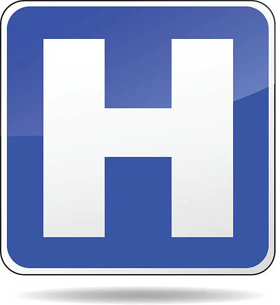Vector illustration of blue hospital sign