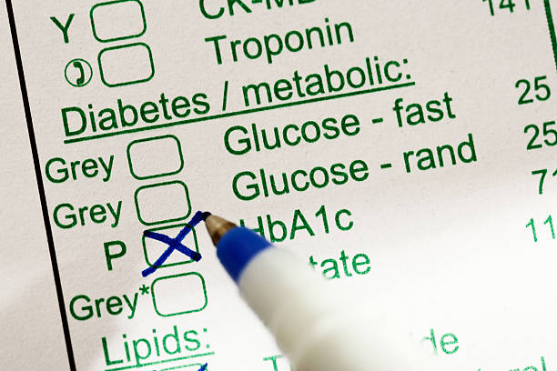istock HbA1c glycated hemoglobin test for diabetics marked on lab form 523964711