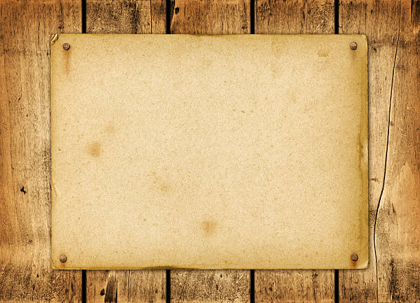 istock Blank vintage poster nailed on a wood board 523965297