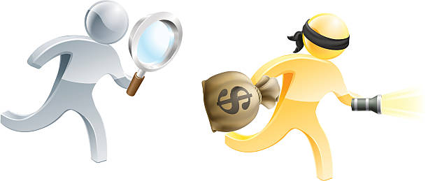 odszukiwanie karnego w - crime flashlight detective symbol stock illustrations