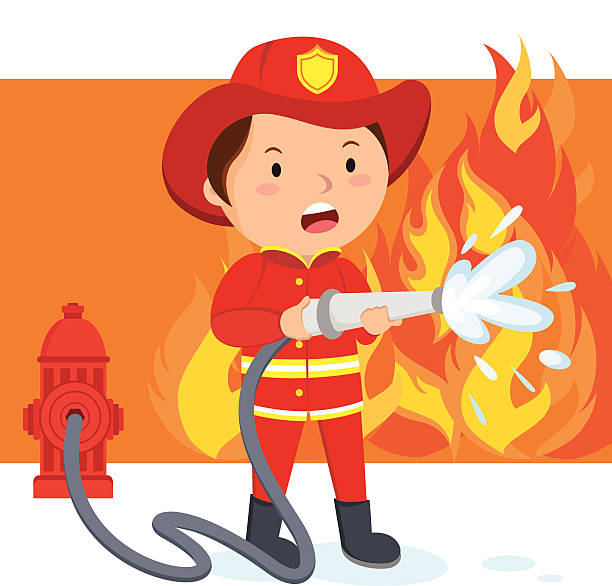 Firefighter Stock Illustration - Download Image Now - Fire Station, Cartoon,  Extinguishing - iStock