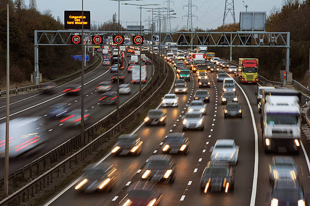 M6 Congestion Rush Hour Traffic on the M6 Motorway, Walsall,UK. west midlands photos stock pictures, royalty-free photos & images