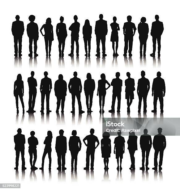 Vector Of Group Of World People Standing Stock Illustration - Download Image Now - In Silhouette, People, Men