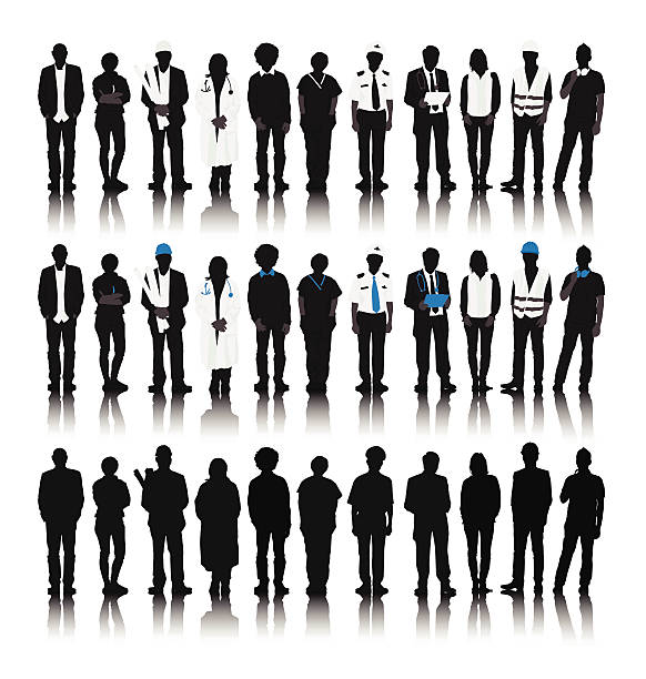 wektor ludzi z różnych zawodów - group of people multi ethnic group white background business stock illustrations