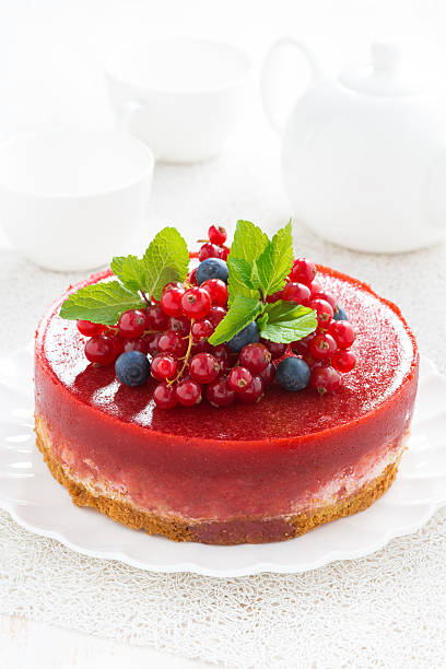 istock cheesecake with berry jelly on a plate, vertical 523999189