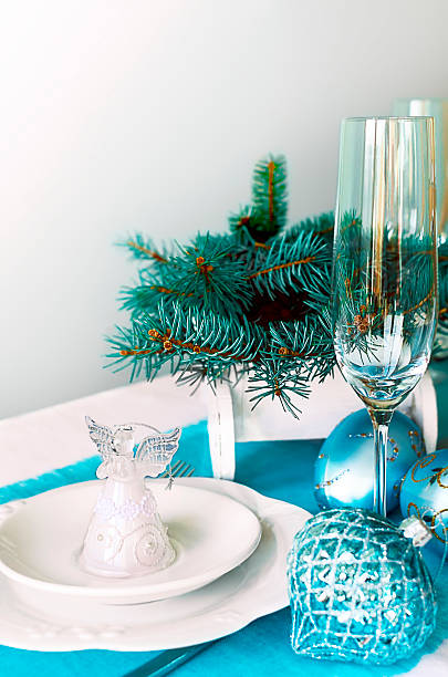istock New Year and Christmas Table Decoration with Angel 523999873