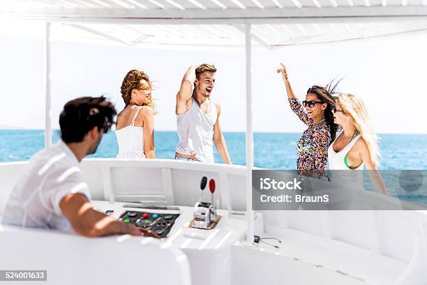 Having Fun On Yacht Stock Photo - Download Image Now - Yacht, Adult, Adults Only